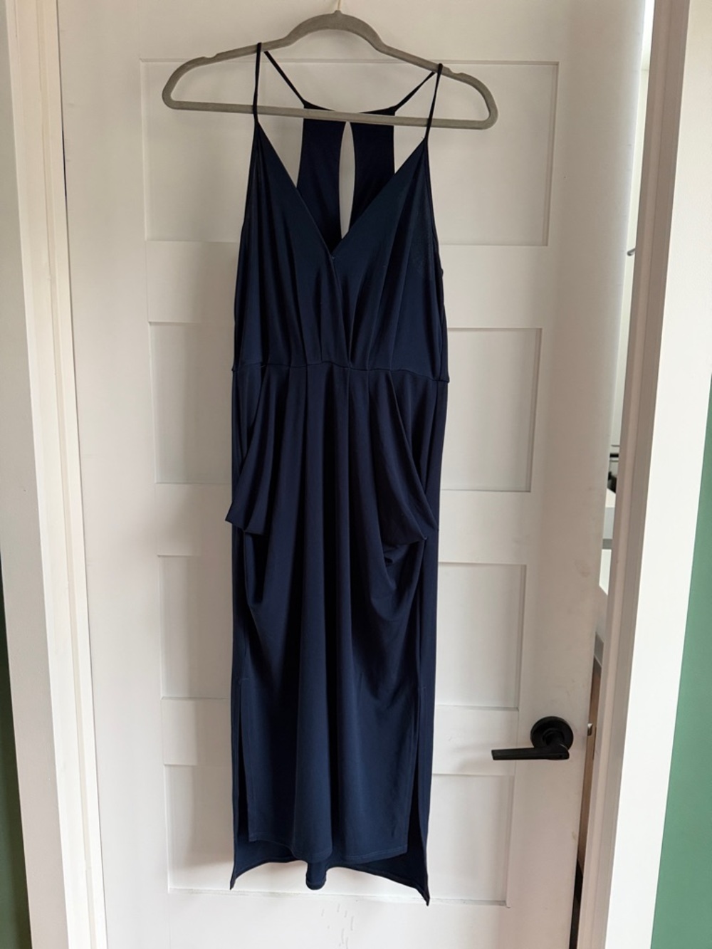 BCBGeneration Navy Spaghetti Strap Midi Dress